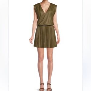 NWT Ramy Brook Effie Pleated Mini Dress in Clover | 16
